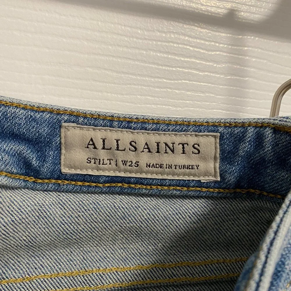 AllSaints Stilt Vintage Jeans | Blue Mid Indigo Skinny Straight Leg | Size 25 - Picture 8 of 9